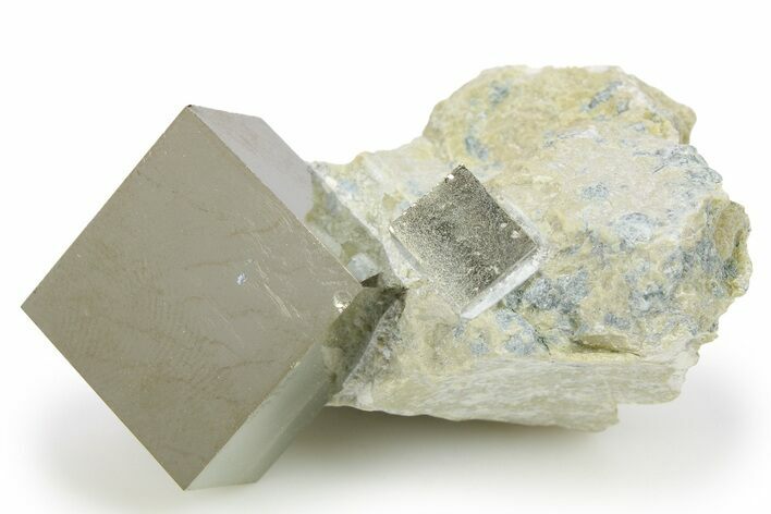 Two Natural Pyrite Cubes In Rock - Navajun, Spain #265321